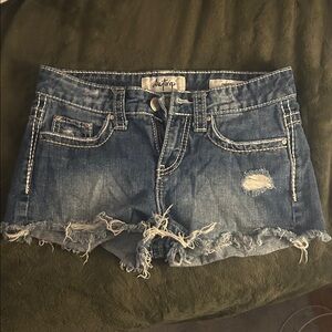 Anthropologie Blue Distressed Jean Shorts